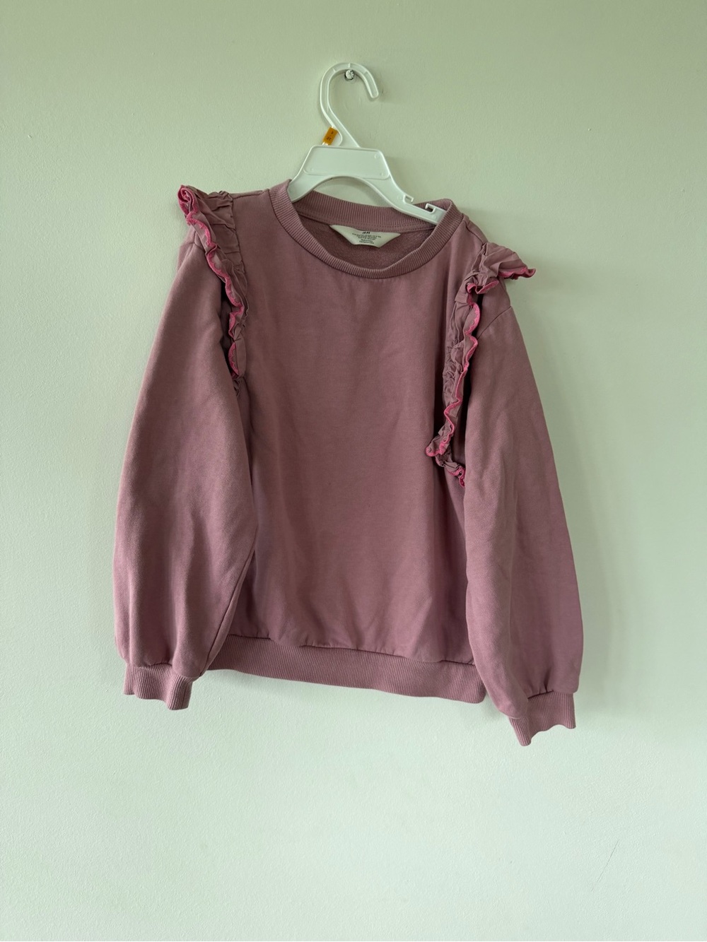 H&M Mauve Ruffle-Shoulder Sweatshirt